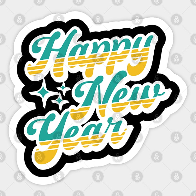 Happy New Year Retro Design Sticker by Mandegraph